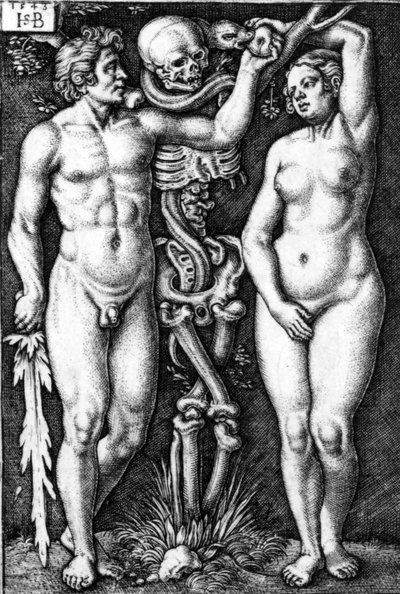 Adam and Eve, engraved by Hans Sebald Beham, 1543 by Barthel Beham