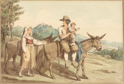 A Peasant Family and Two Donkeys by Bartolomeo Pinelli