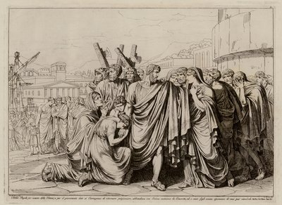 Atilius Regulus preparing to leave Rome to return to captivity in Carthage by Bartolomeo Pinelli