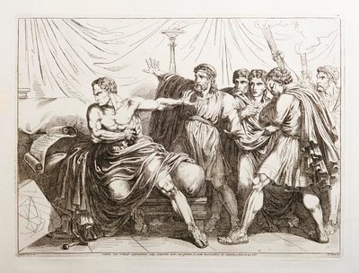 Cato, Not Wanting to Survive Slavery from His Homeland, Kills Himself by Tearing Out His Intestines by Bartolomeo Pinelli