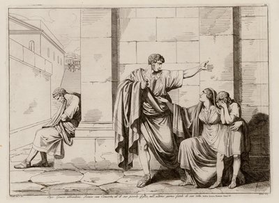 Gaius Gracchus saying goodbye to his wife and son by Bartolomeo Pinelli