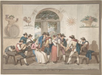 Interior of a Roman Inn by Bartolomeo Pinelli