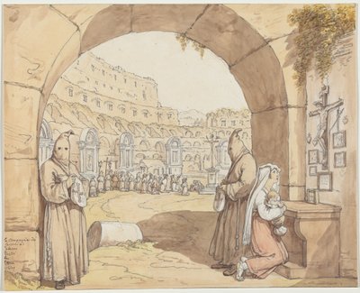 The Company of the Sackcloth at the Colosseum (Penitents Praying at Altars in the Colosseum) by Bartolomeo Pinelli