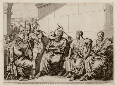 Marcus Papirius striking a Gaul for trying to touch his beard, 387 BC by Bartolomeo Pinelli