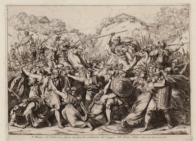 The Sabine women make peace between their army and that of Rome by Bartolomeo Pinelli