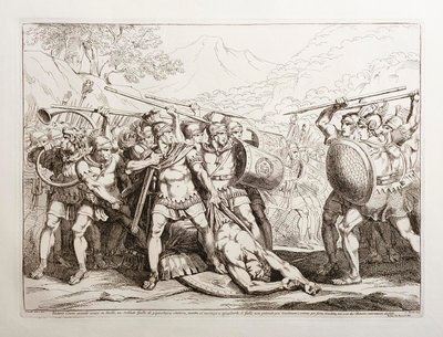 Valerio Corvo Killing a Giant Gaul Soldier in a Duel, While Undressing Him, the Gauls, Unable to Restrain Themselves, Run to Avenge Him, but are Completely Defeated by the Romans by Bartolomeo Pinelli