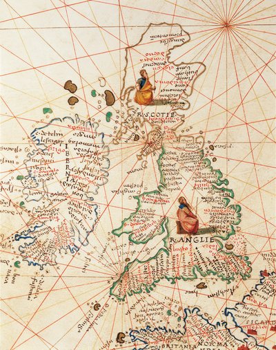 Europe: Great Britain and Ireland, from Atlas of the World in Thirty-Three Maps, by Battista Agnese by Battista Agnese
