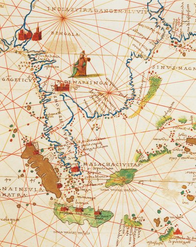The Indian Ocean and Part of Asia and Africa: Malaysia and Islands of Java and Sumatra, from Atlas of the World in Thirty-Three Maps, by Battista Agnese by Battista Agnese
