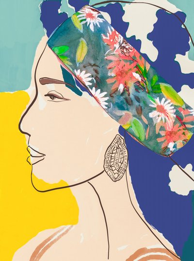 Woman in Floral Scarf by Beate Tubach