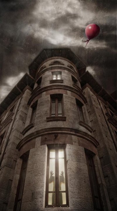Haunted House Red Balloon by Beatriz Ballesteros Pérez