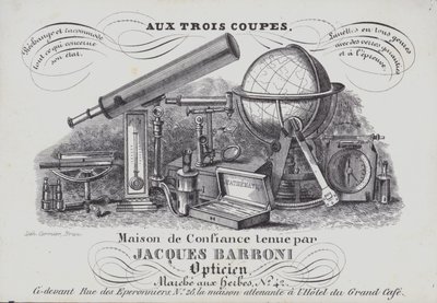Advertisement for Jacques Barboni Optical Instruments by Belgian School