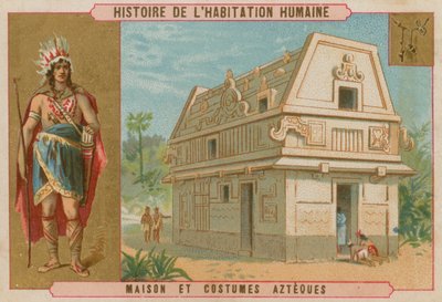 Aztec house and costume by Belgian School