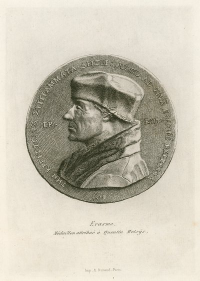 Erasmus, Medallion Attributed to Quentin Massys by Belgian School
