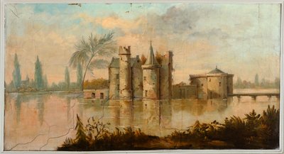 Second back room, meeting room, murals with rural scenes in classical style, around 1810, scene 4 by Belgian School