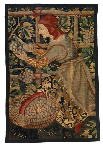 Tapestry Fragment Depicting Vintager, Possibly from Tournai by Belgian School