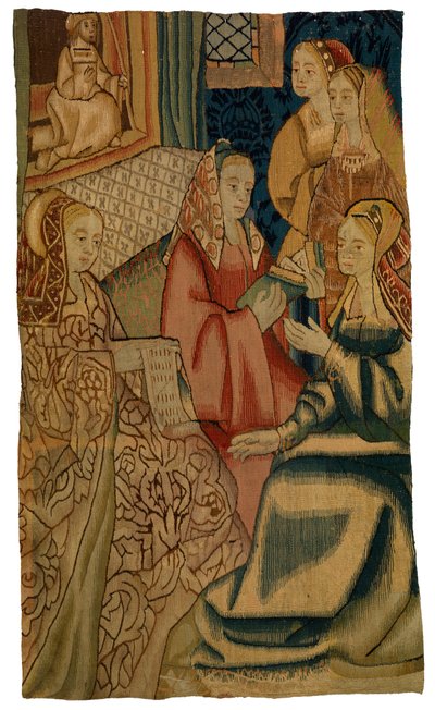Tapestry Fragment Depicting Five Ladies, Possibly Made in Brussels, Belgium, c.1500 by Belgian School