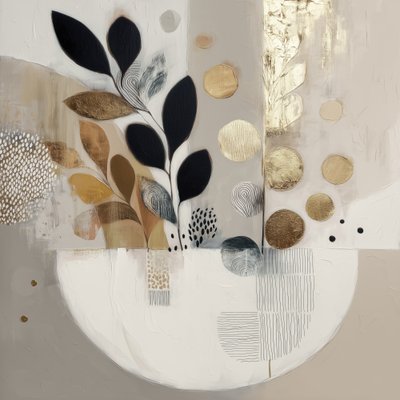 Golden Botanical Abstract by Bella Eve
