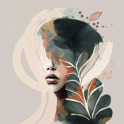 Woman Portrait with Floral Elements by Bella Eve