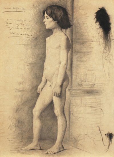 Nude Study of a Boy in Profile by Belmiro de Almeida
