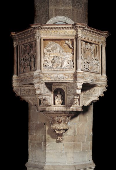Marble Pulpit with Story of St Francis by Benedetto da Maiano