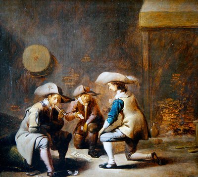 A Guardroom Interior with Soldiers Playing Cards by Benjamin Gerritsz. Cuyp