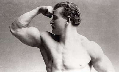 Photographic Portrait in Studio of German Bodybuilder Eugen Sandow by Benjamin J. Falk