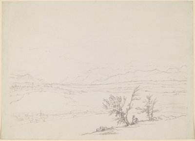 An Alpine Landscape with a Couple Seated by Trees Overlooking a Valley by Benjamin West