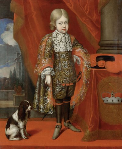 The future emperor Joseph I at the age of six with a dog by Benjamin von Block