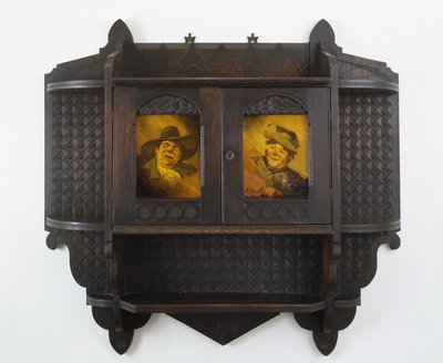 Hanging Wall Cabinet with Ceramic Plaques by Benn Pitman