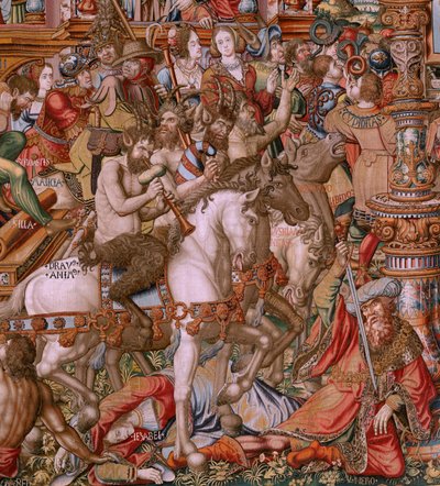 Series The Honours. Infamy. Sixth tapestry in the series. Ca 1550. by Bernaert van (circle of) Orley
