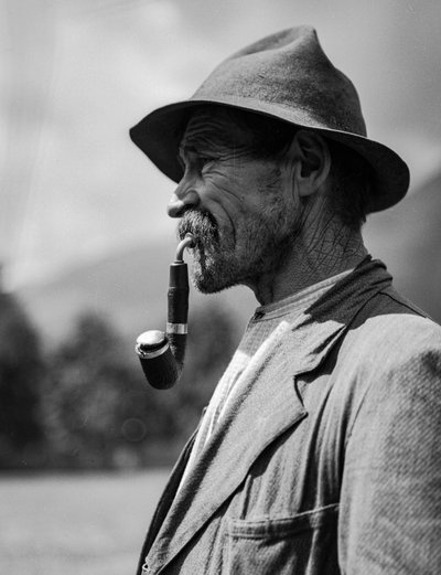 Italian country man or peasant with a pipe by Bernard F. Rogers