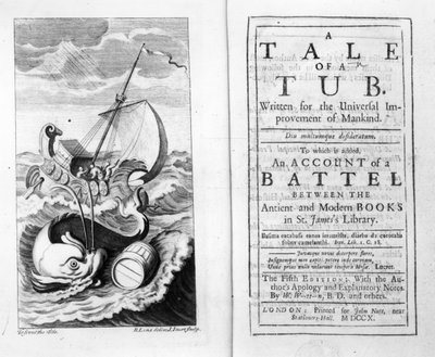 Frontispiece and Titlepage to A Tale of a Tub by Jonathan Swift (engraved by John Sturt) by Bernard II Lens