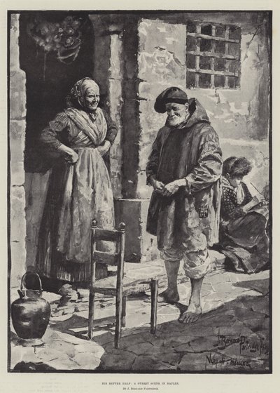 His Better Half, a Street Scene in Naples by Bernard Partridge