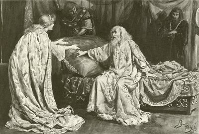 Miss Ellen Terry as Cordelia, Mr Henry Irving as King Lear by Bernard Partridge