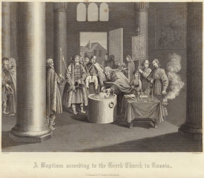 A Baptism According to the Greek Church in Russia by Bernard Picart