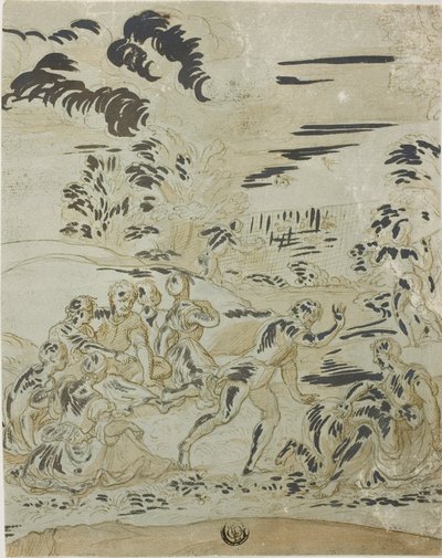 Pastoral Scene: Men Hunting Birds, Couples Seated on Ground by Bernard van Orley