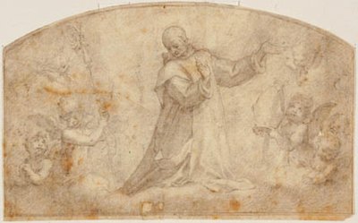 St Bruno surrounded by angels with a crosier and a mitre by Bernardino Poccetti