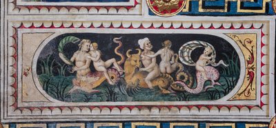 The Piccolomini Library, the Ceiling: Smaller Panel with Scene of Maritime Thiasus (Tritons, Putto and a Nereid), Fresco by Bernardino di Betto, Known as Pinturicchio by Bernardino di Betto Pinturicchio