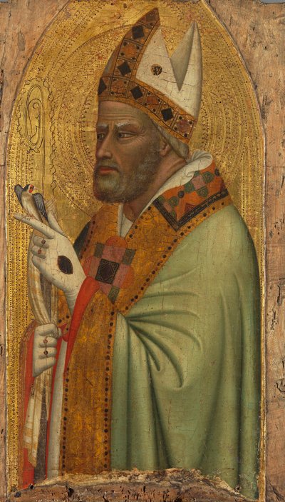 Saint Bishop with a Goldfinch by Bernardo Daddi