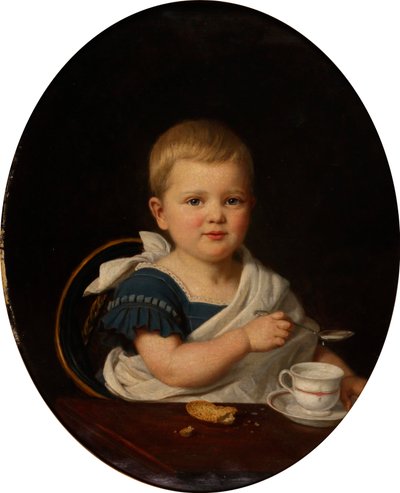 Portrait of a Toddler at Breakfast by Bernhard Reinhold