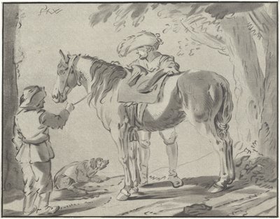 Two Men by a Horse by Bernhard Schreuder