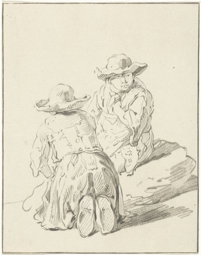 Two Boys Sitting on the Ground by Bernhard Schreuder