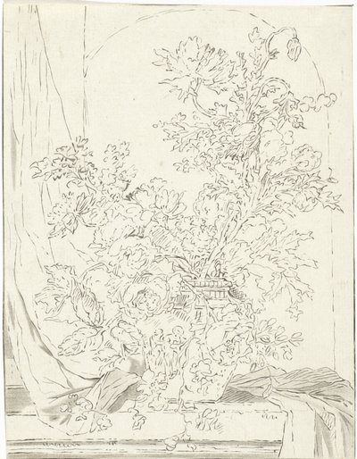 Vase with Flowers in Front of a Niche by Bernhard Schreuder
