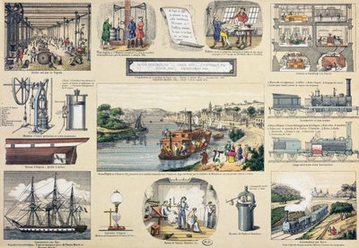 History of Steam, illustration for an educational textbook, mid 19th century by Bertmont