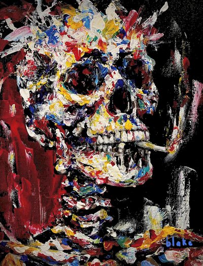 Skull With Spliff by Blake Munch