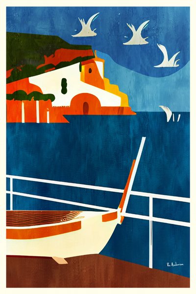 Mediterranean Coastal View by Bo Anderson
