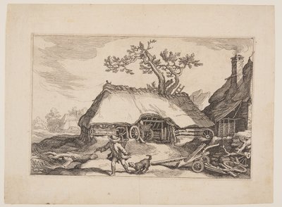 Plate 6, from Landscapes with Farmhouses by Boetius Adams Bolswert