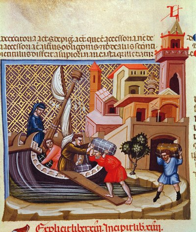 Loading Goods on to a Ship, from the manuscript 