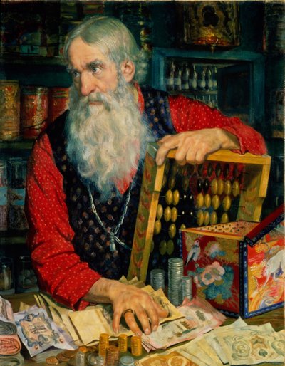 The Merchant Old Man with Money by Boris Mikhailovich Kustodiev