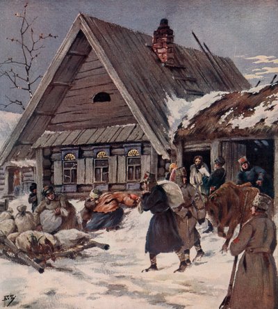Red Army Soldiers Carrying Out an Armed Requisition in a Village, Russian Civil War by Boris Vasilievich Zvorykin